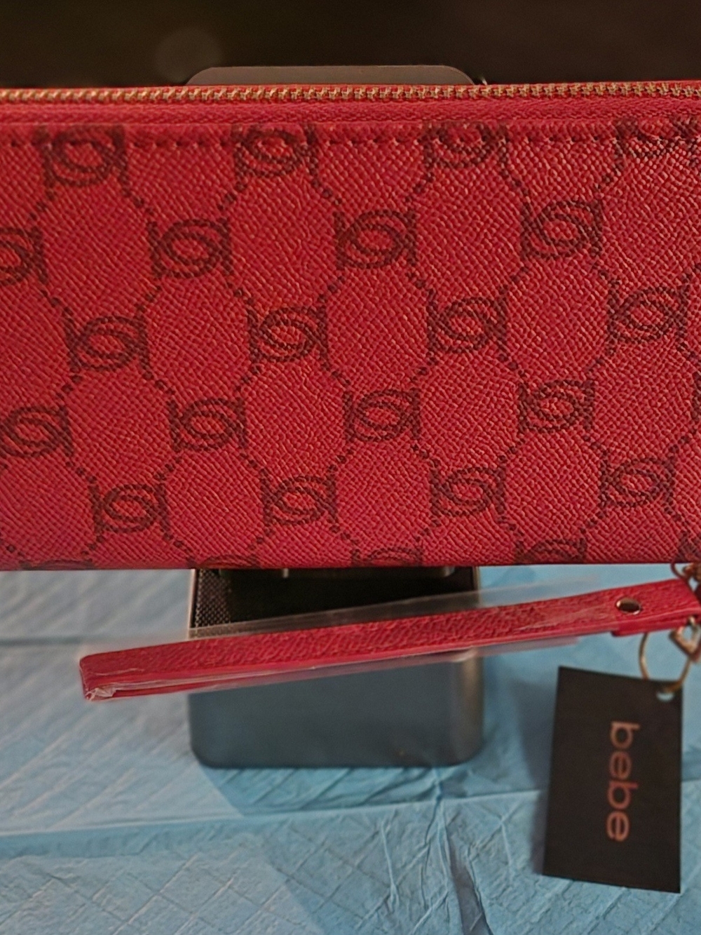 bebe Red Signature Logo Wallet with Metallic Accent - Picture 2 of 5